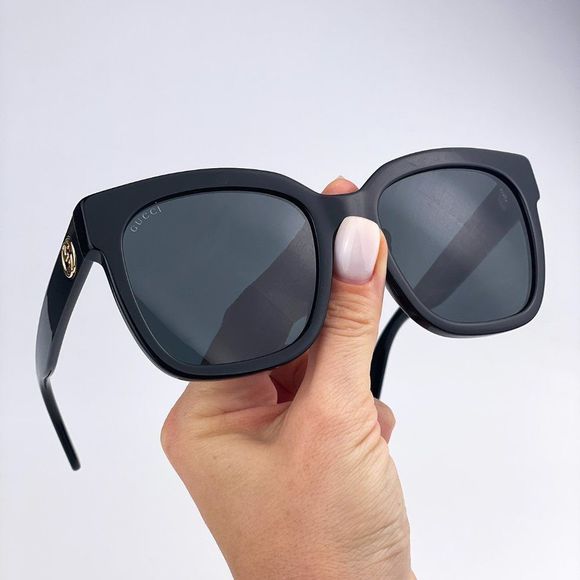 GUCCI GG0034SN 001 Sunglasses Black Grey Square Women - Picture 1 of 10
